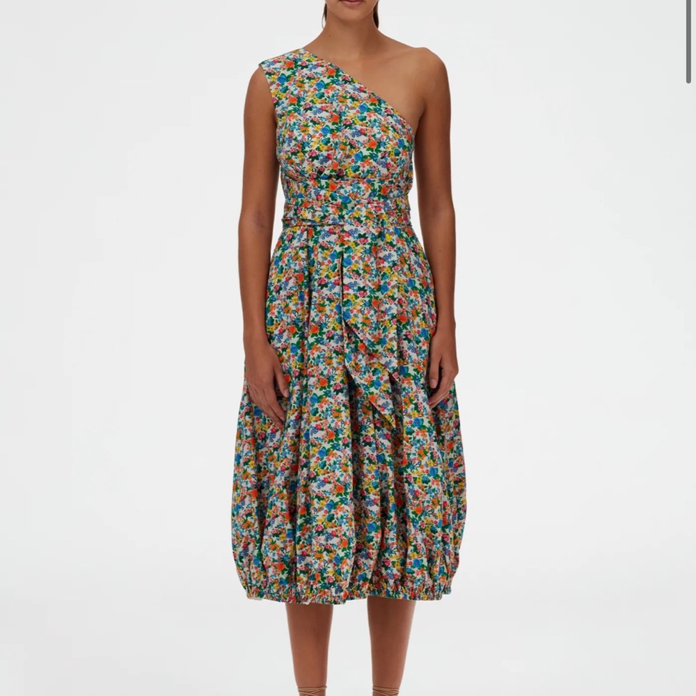 Tibi Sabine Floral One Shoulder Dress
